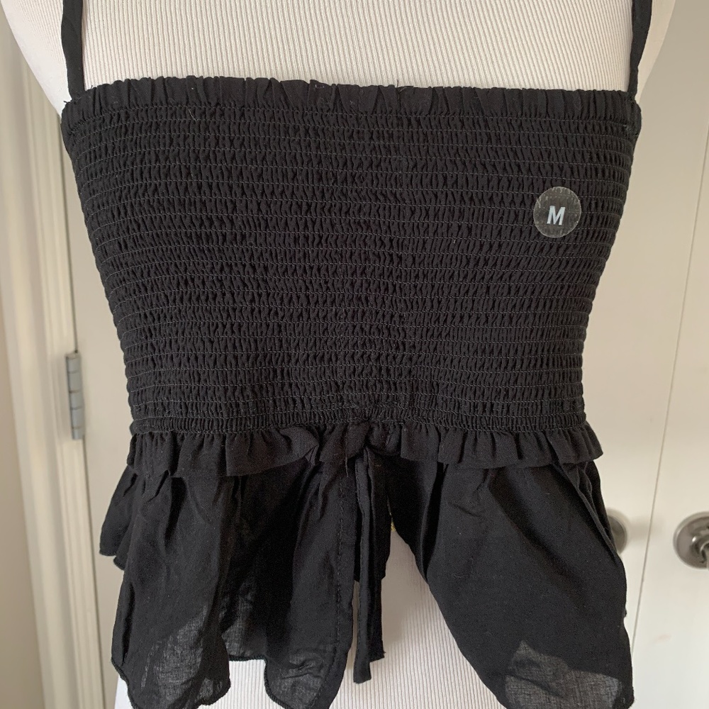 Pacsun black smocked crop top